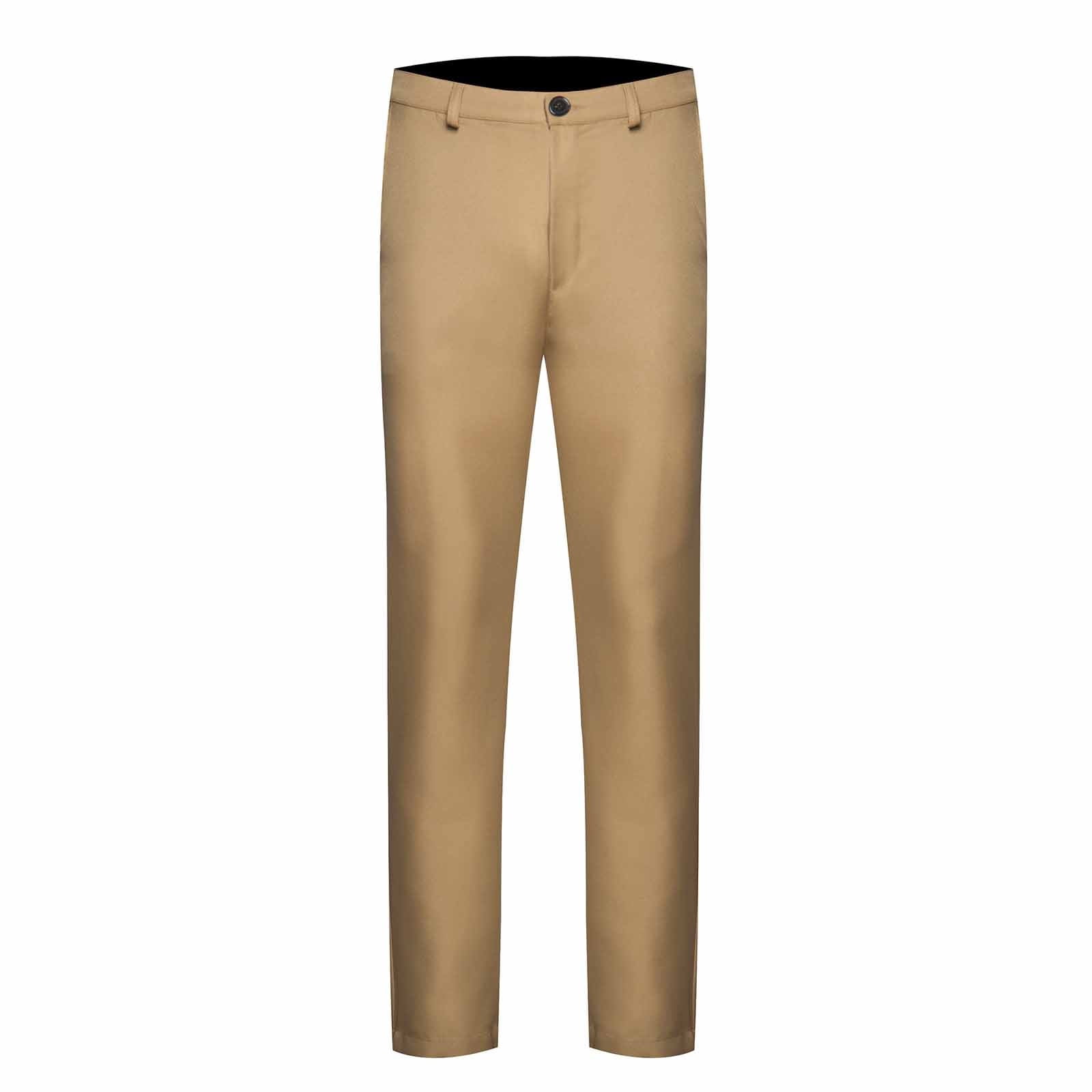 Yuyuzo Mens Plus Size Business Pants Staight Leg Formal Work Suit Pants Solid Color Mid Waist Trousers