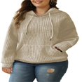 thumbnail image 1 of Womens Plus Size Hoodies Tops Casual Long Sleeve Drawstring Waffle Pullover Sweatshirt with Pocket (1X-5X), 1 of 7