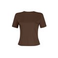 thumbnail image 3 of Wangsaura Womens Crewneck Short Sleeve Ribbed T-Shirt Slim Fit Tops Solid Basic Tee, 3 of 7