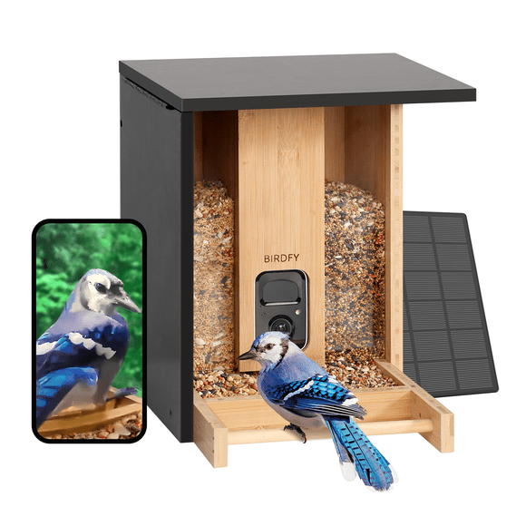Birdfy Smart Feeder with Camera Solar Powered - AI Lifetime Free Bamboo