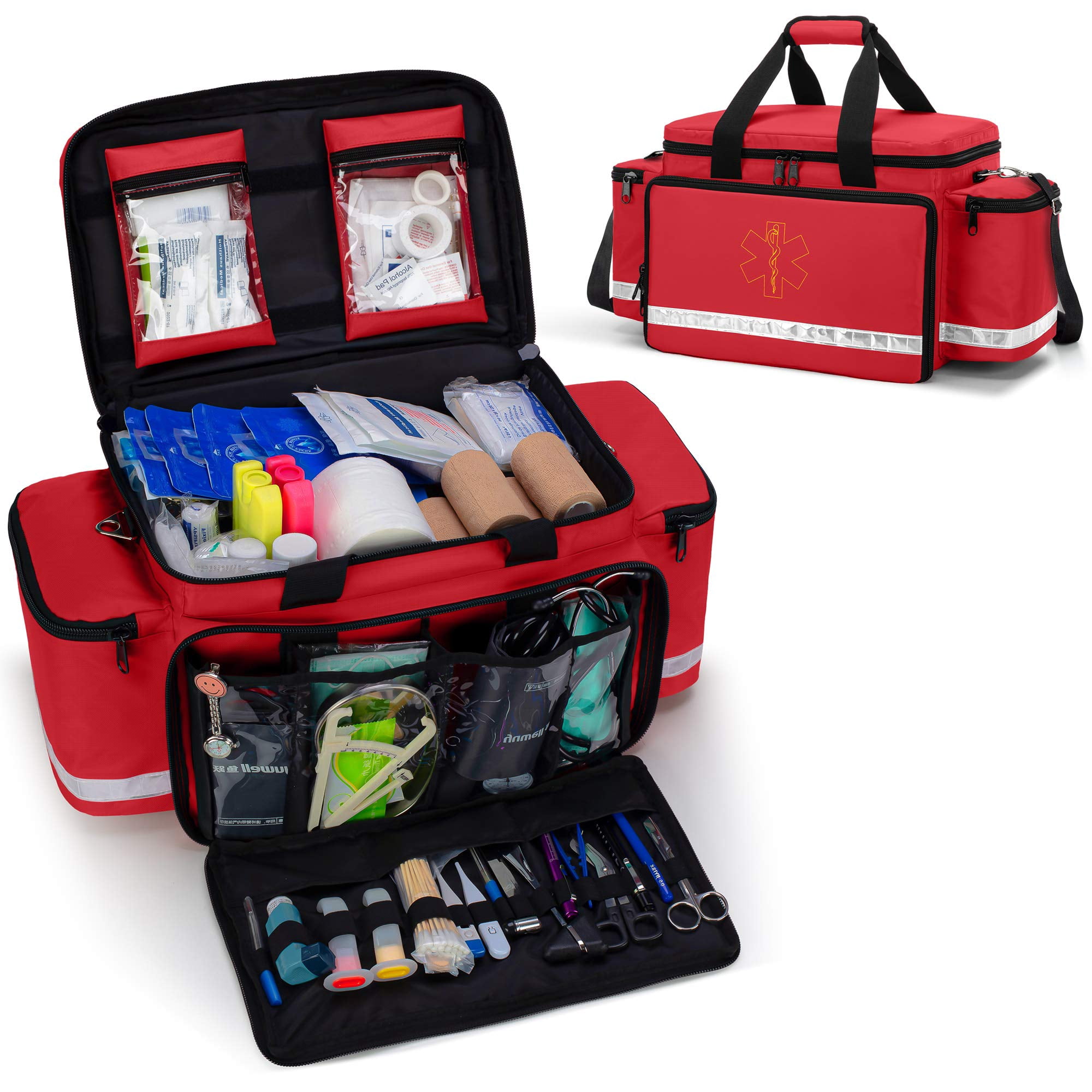 Trunab Emergency Responder Trauma Bag Empty, Professional First Aid Kits Storage Medical Bag with Inner Dividers and No-Scratch Bottom, Ideal for EMT