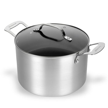 Granitestone 7 Quart Silver Nonstick Stock Pot with Lid Cookware, Oven & Dishwasher Safe
