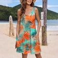 thumbnail image 1 of Amzcrzy Robes pour Femmes Décontractées à Col en V Sans Manches Robe d'Été Tendance Hawaïenne à Fleurs pour Femmes avec Poches Robe Courte Boho Plage Vacances Robe Soleil, 1 of 5