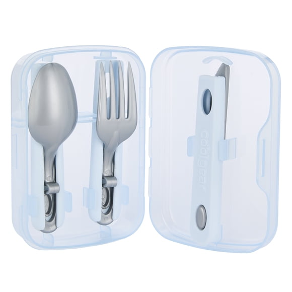 Cool Gear Blue Slider Cutlery Set - Travel Fork, Knife, Spoon