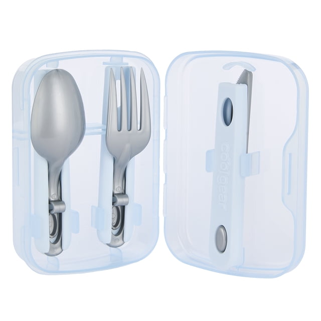 Cool Gear Blue Slider Cutlery Set - Travel Fork, Knife, Spoon
