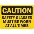 thumbnail image 1 of SignMission OS-CL-D-1014-L-19983 Caution Safety Glasses Must Be Worn At All Times OSHA Vinyl Decal Sign, 1 of 1