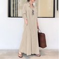 thumbnail image 1 of Meichang Robe Chemise Boutonnée pour Femmes Robe Maxi Unie Coupe Ample Manches Longues Col Longues Robes avec Poche Robe Évasée de Travail, 1 of 8