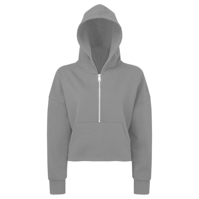 TriDri Chandail à Capuchon Demi-Fermeture à Glissière pour Femmes