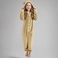 thumbnail image 2 of Pyjama d'Hiver pour Filles Combinaison à Capuche à Manches Longues pour Filles Pyjama Uni pour Chaleur Hivernale Décontractée Combinaison à Manches Longues, 2 of 6