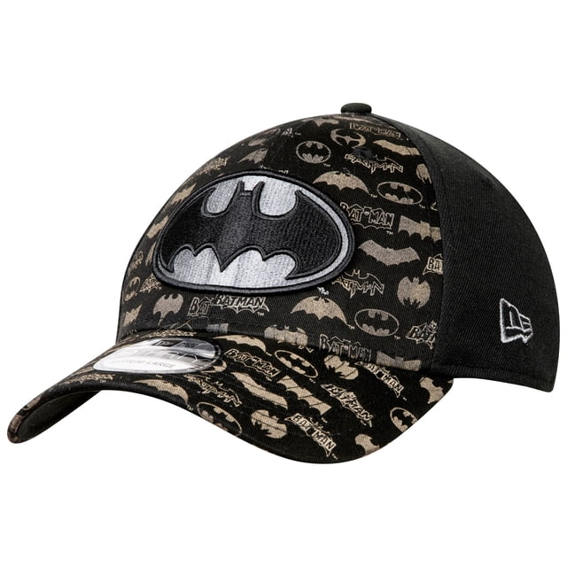 Batman 800087-Medium-Large-Medium-Large Batman New Era Laser Etched All Over Logos 39Thirty Hat - Medium & Large