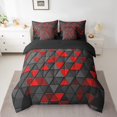 thumbnail image 2 of Erosebridal Black Red Triangle Bedding Queen Size,Geometric Stereoscopic Bedding Sets Queen Size,Gradient Bedroom Decor,Reversible,Lightweight,7 Pieces, 2 of 5