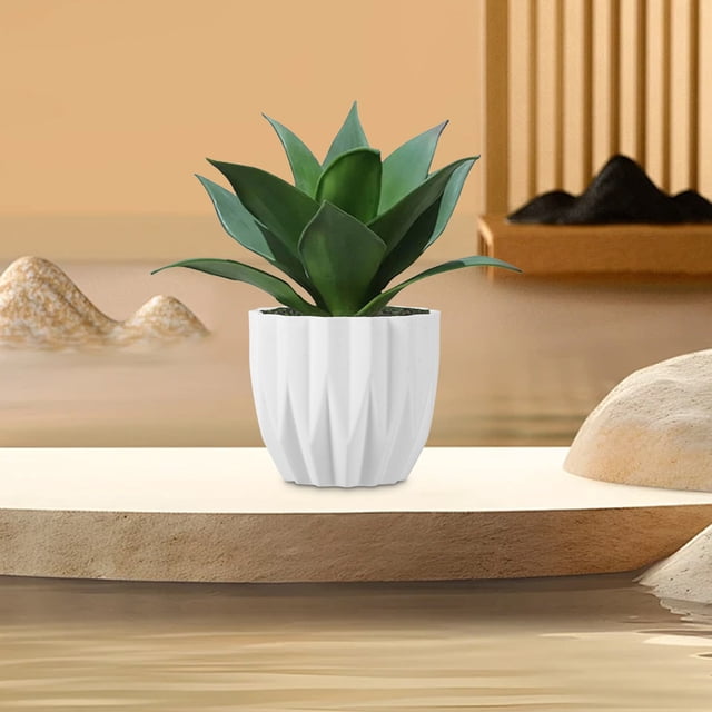RuiJiao Clearance Round Planter Pot Vintage-Style White Flower Pots Indoor Textured Cylindrical Succulent Containers
