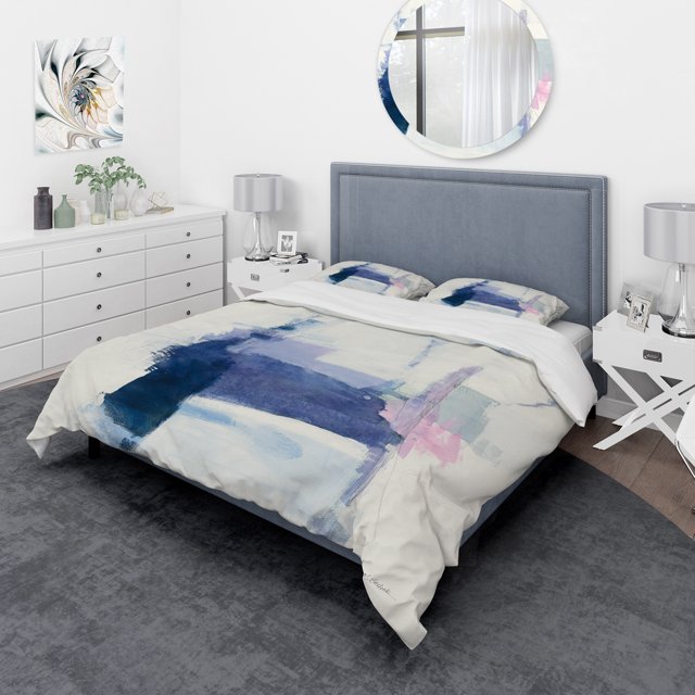 Designart 'Blue Interlude' Geometric Bedding Set - Duvet Cover & Shams