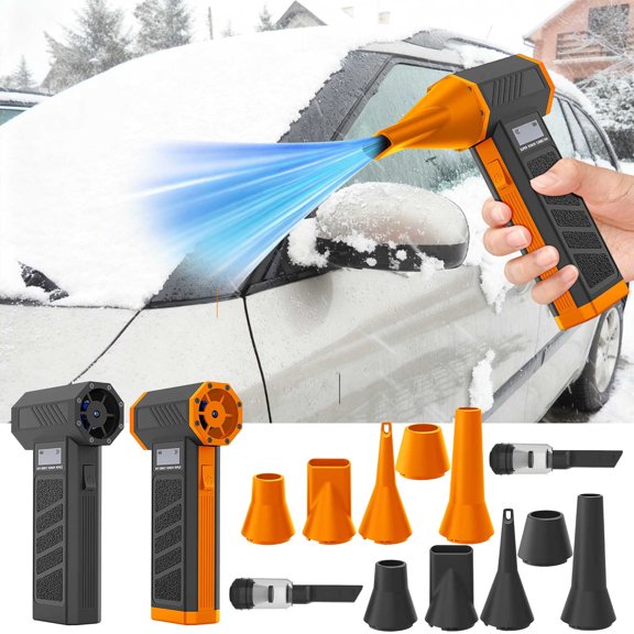 Uscallm 2 Pcs Souffleuse à Neige Portable Souffleuse Miniature Ventilateur Violent Moteur Haute Vitesse Multiples Buses à Air Outil de Nettoyage Intérieur de Voiture Appareil Électronique Souffleuse à Poussière