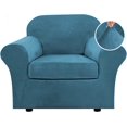 thumbnail image 1 of Modern Velvet Plush 4 Piece High Stretch Sofa Slipcover Furniture Protector Form Fit Luxury Thick Sofa Cover, Machine Washable, 1 of 6