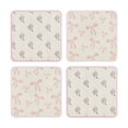 thumbnail image 1 of Holiday Time Maison De Noel Collection Berry Pink Bow Square Cork Coasters, Festive Table Protector Pad, 4-Pack, 1 of 6