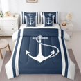 thumbnail image 1 of Erosebridal Anchor Bedding Sets Twin Size,Nautical Theme Comforter Sets With Sheets,Stripes Decor,Reversible,Breathable,7Pcs, 1 of 1