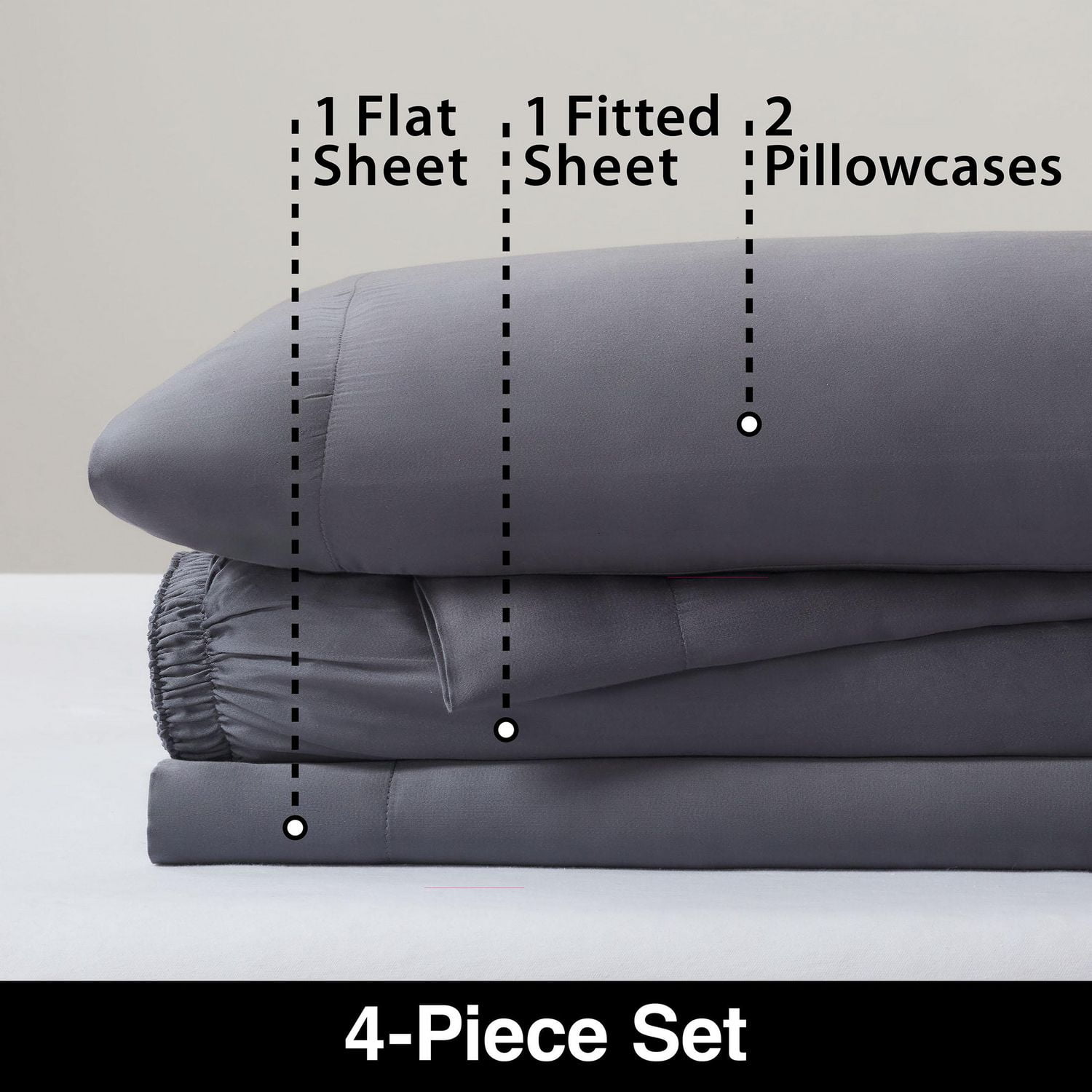 Allswell 300 Thread Count Soft & Silky 4-Piece Viscose from Bamboo Sateen Sheet Set