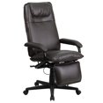 thumbnail image 1 of Fauteuil exécutif pivotant et inclinable en cuir brun à dossier haut avec appui-bras, 1 of 9