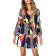 thumbnail image 2 of Robe Tunique d'Été pour Femme à Col en V, Décontractée, Ample et Fluide, Coupe Évasée, 2 of 6