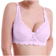 thumbnail image 3 of Sentmoon Bras for Women Plus Size Bras for Women No Underwires Lace Lift Wide Strap Thin Style Breathable Solid Color Support Bras Soft and Comfortable for Date Pink 90C, 3 of 5
