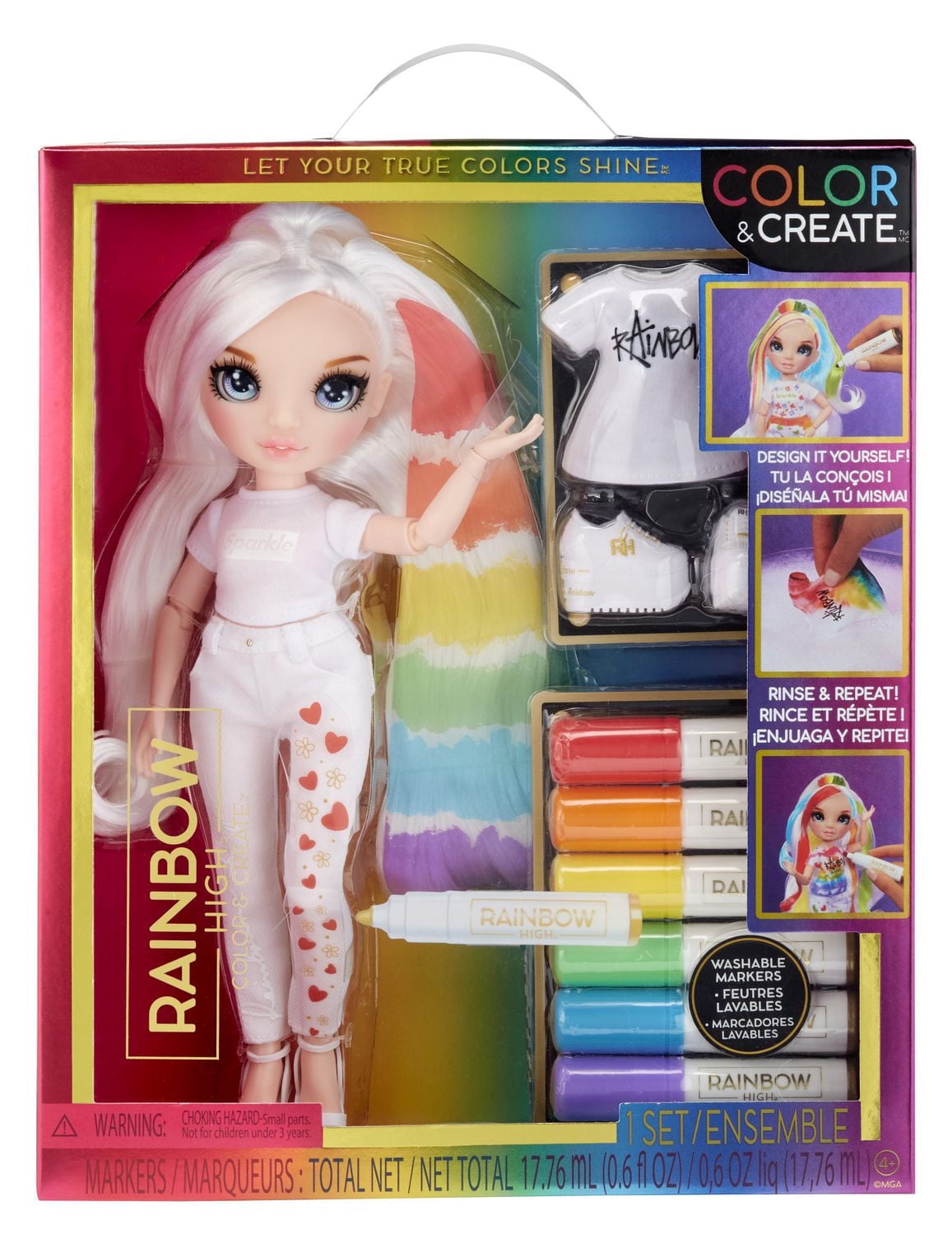 Poupée-mannequin artistique Rainbow High Color & Create avec yeux bleus