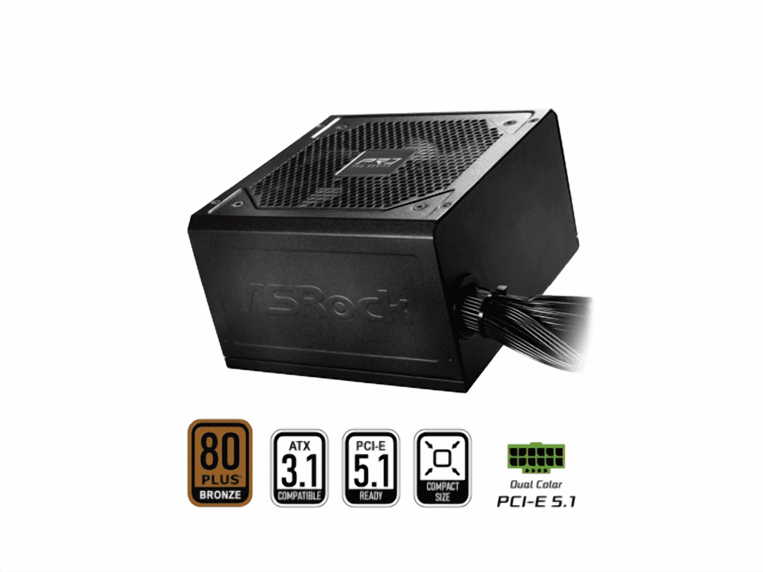 ASRock PRO Series PRO-850B 850 W ATX 3.1 Compatible 80 PLUS BRONZE Certified Power Supply