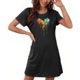 thumbnail image 4 of Mefallenssiah Chemise de Nuit Courte Surdimensionnée pour Femmes Mode Imprimé Poitrine Manches Courtes, 4 of 7