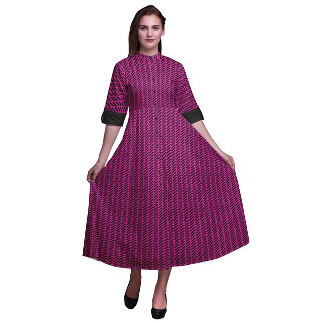 Bimba Robe Chemise Décontractée Géométrique pour Femmes Imprimée Mi-Mollet Robe de Soirée-TTG