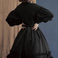 thumbnail image 3 of TIMIFIS Renaissance Robe Femme Robe à Manches Longues Ample à Col Montant en Dentelle à Manches Lanterne Mignonne Petite Robe Costumes d'Halloween pour Femme, 3 of 5