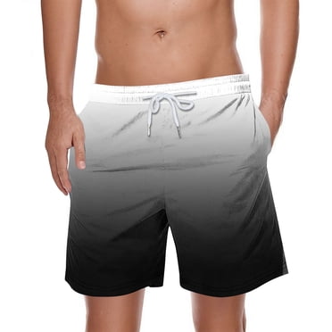 LOVZFMLL Maillots de Bain pour Hommes, Shorts de Plage à Dégradé de Couleurs pour Vacances d'Été au Bord de Mer, Boardshorts pour Hommes avec Poches, Cordon de Serrage, Noir G