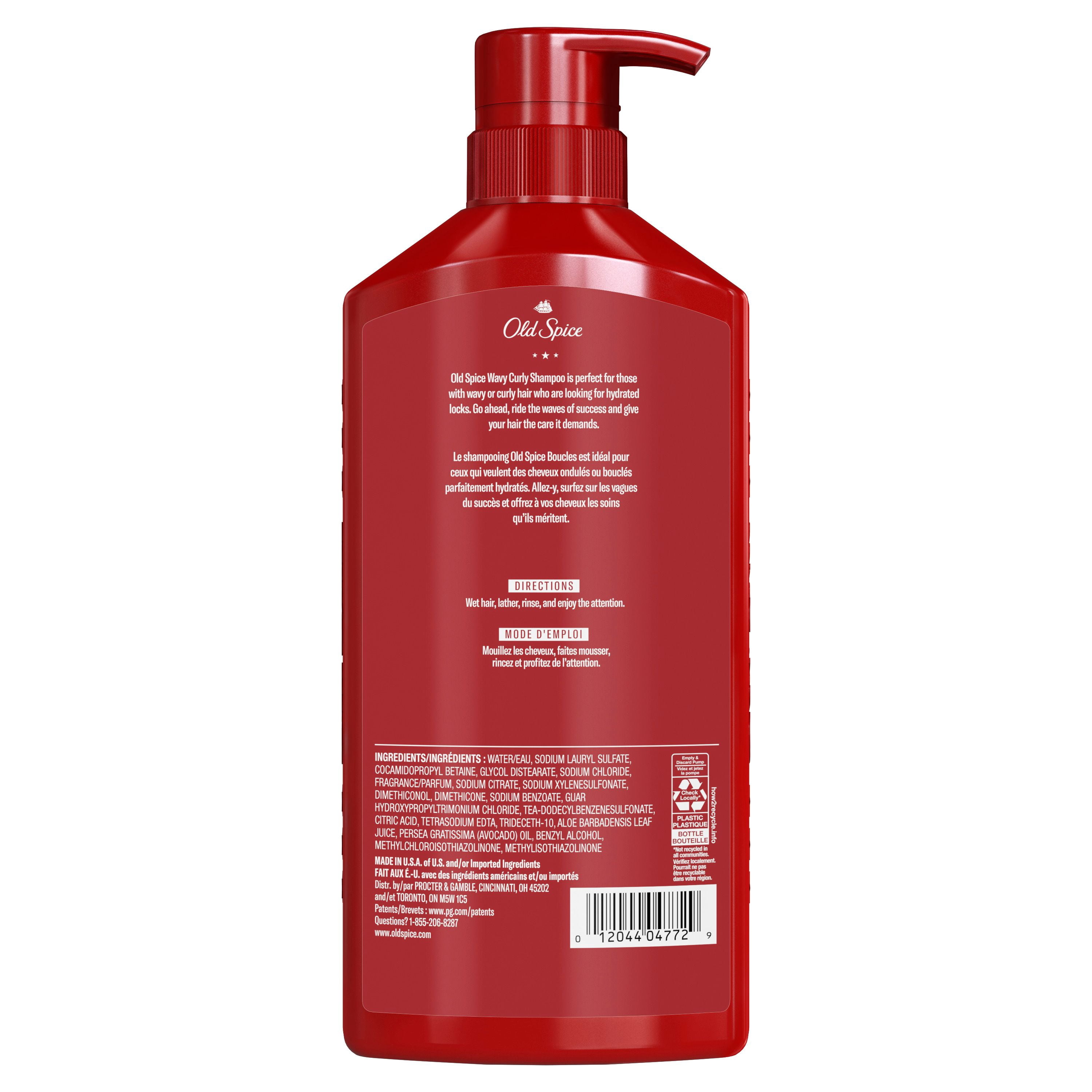 Old Spice Shampooing pour Cheveux Ondulés et Bouclés avec Aloès & Huile d'Avocat