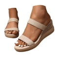 thumbnail image 1 of Dakaela Sandales pour Femmes Confortables à Plateforme Compensée Espadrilles à Bout Ouvert pour la Marche à Enfiler Beige 9, 1 of 9