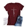 thumbnail image 2 of Nlife Women's Short Sleeve Faith Letter Print Pullover Tops, 2 of 3