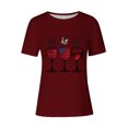 thumbnail image 3 of Pisexur Hauts pour Femmes Tendance, Hauts de Sortie pour Femmes, Pull Décontracté à Manches Courtes Imprimé Col Rond Vin, 2TG, 3 of 3