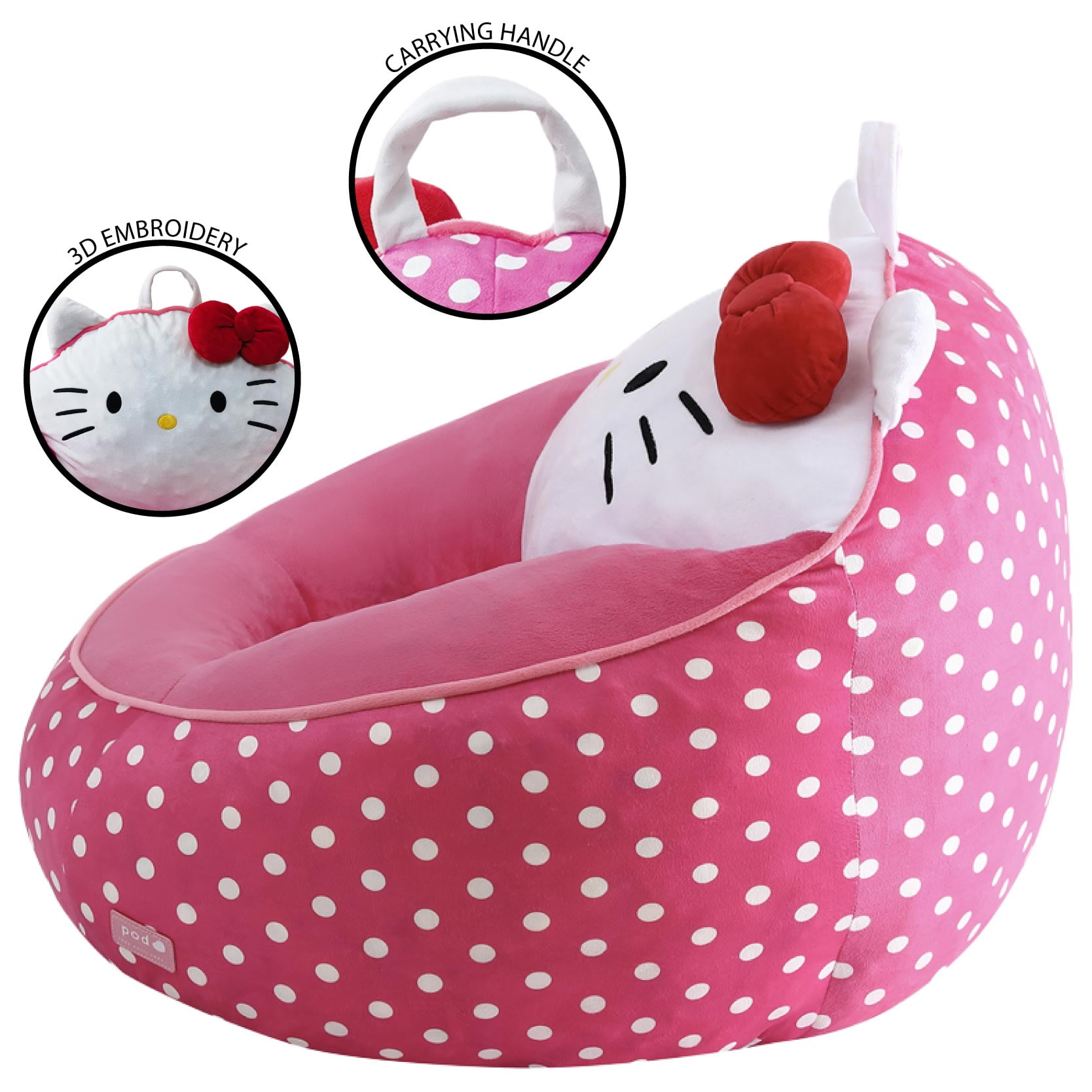Fauteuil pouf en mousse compressée Hello Kitty pour enfants, rose