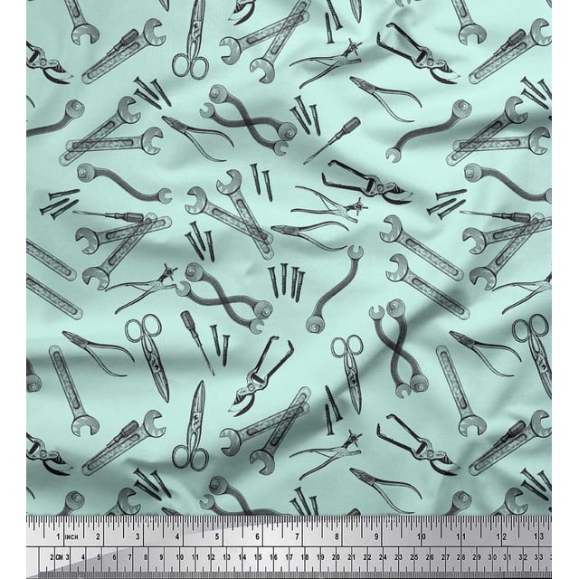 Soimoi Green Poly Georgette Fabric Tools Hardware Print Sewing Fabric Yard 42 Inch Wide