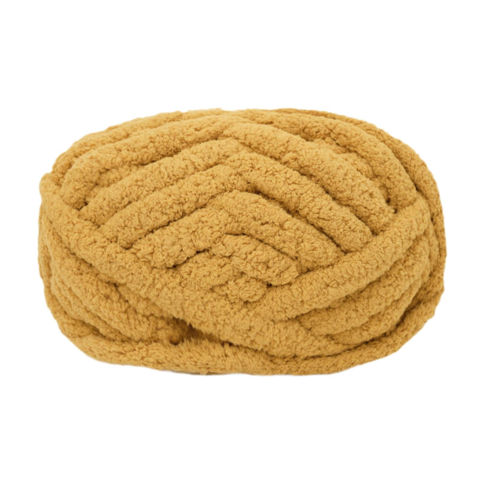 Luzkey Chunky Wool Yarn Jumbo Yarn Washable Hand Knitting DIY Weight Yarn Bulky Yarn for Tapestry Bed Fence Throw Rug Making Ginger Yellow