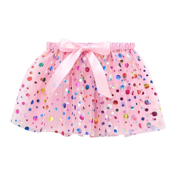 Splozh Tutu Jupe pour Bébé Enfants Filles Fête Vacances Jupes de Ballet Fête Imprimés à Pois Jupe de Danse en Tulle Rouge Melon D\'eau, 4-6 Ans