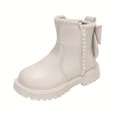 thumbnail image 1 of LNGOOR Trendy Cute Solid Color Bowknot Decor Boots With Zipper For Girls  Non-slip Wear-resistant Boots For Spring Autumn Winter, 1 of 6