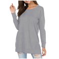 thumbnail image 1 of Women Side Split Fall Fashion 2025 Long Sleeve Shirts Trending Now, 1 of 5