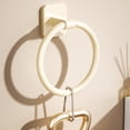 thumbnail image 4 of Wall-Mounted Towel Ring Rack - No-Drill Bathroom Organizer for Hand Towels, Shower Caps - Minimalist Plastic Design for Small Spaces, 4 of 6