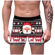 FhsagQ Underwear Men's Underwear Boxers Briefs Black Men's Casual Fashion Crotch Christmas Printed Series Shorts Underwear Men's Underwear Boxers Briefs Mixed Navy Super Fit Black S