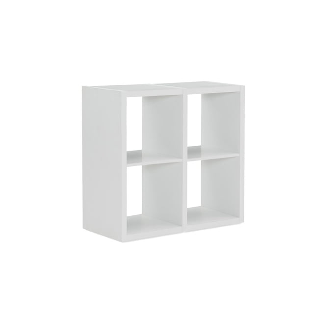 Gorham 4 Cubby Storage Cabinet in white with four open cube shelves arranged in two rows and two columns, designed for versatile vertical or horizontal use, ideal for home storage and organization in cube shelves category.