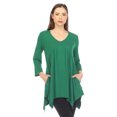 thumbnail image 1 of White Mark Tunique à Manches 3/4 pour Femmes, Taille Empire, Col en V, 1 of 6