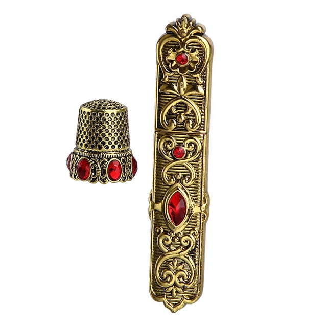 Embossed Sewing Thimble Case European Style Storage Sewing Metal Cross Stitch Option 4