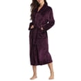 thumbnail image 1 of Womens Robes Plush Fleece Hooded Bathrobe Thick Nightgown with Pockets Sleepwear Deep Robe M, 1 of 8