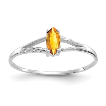 14K White Gold Citrine Birthstone Ring