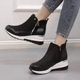 thumbnail image 2 of CEHVOM Bottines Courtes à Plateforme Décontractées à Talons Compensés Zippées pour Femmes Grande Taille, 2 of 7