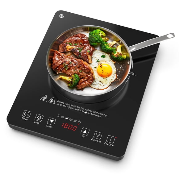 Sunmaki Cuisinière à Induction Portable 1800 W Cuisinière Électrique Brûleur Simple pour la Cuisson avec Capteur LCD Tactile
